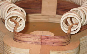 Closeup of the lining with O-clamps