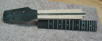 Photo of the neck and fingerboard prior to joining them