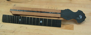 Photo of the neck and fingerboard prior to joining them
