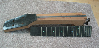 Photo of neck and fingerboard prior to joining them