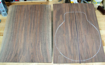 Photo of the top and back wood plates for Zoukinator 21 after joining