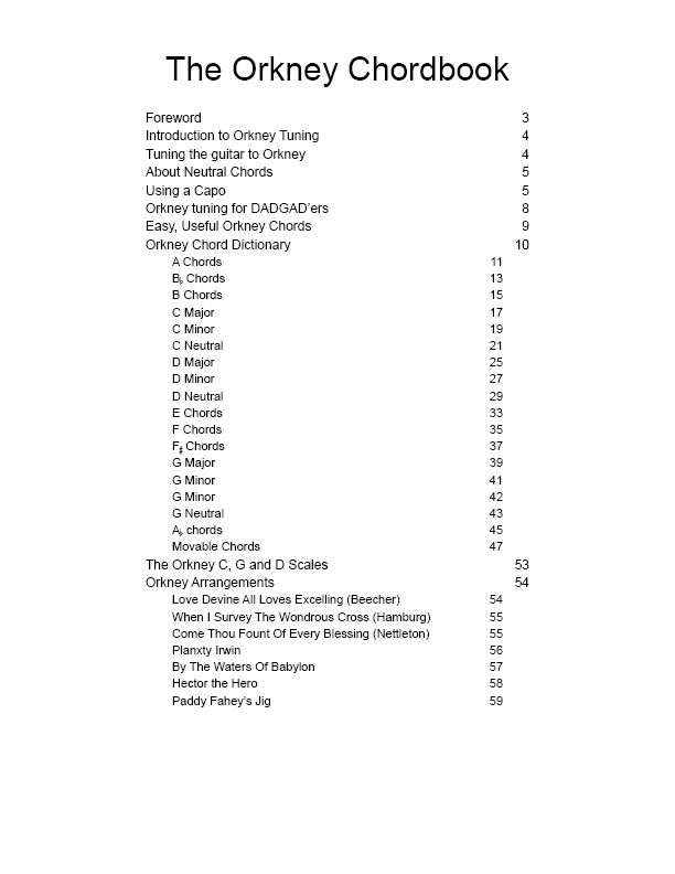 Table of Contents from "The Orkney Companion"
